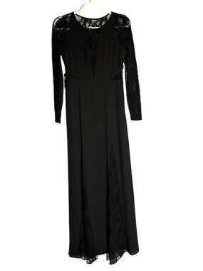 NWT Express Black Long-Sleeve Lace Maxi Dress Size 4